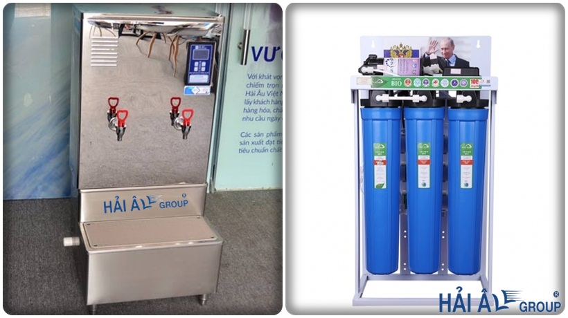máy đun nước nóng Hải Âu và máy lọc nước bán công nghiệp RO